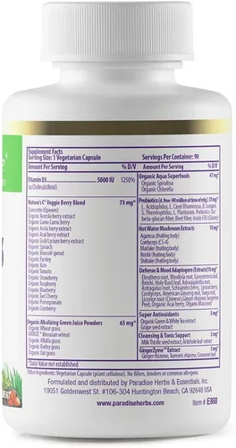 Vista 2 de Paradise Herbs Earth's Blend Vitamina D3, 90 Cápsulas Vegetarianas