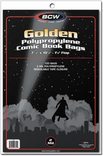 Vista 4 de BCW Bolsas de cómic gruesas de Golden Age – 100 unidades Protección transparente sin ácidos, fundas de polipropileno Bolsas de cómic