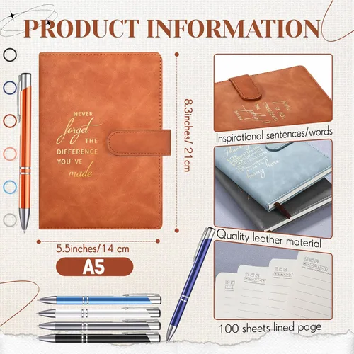 Vista 2 de Ctosree 48 piezas de regalos de agradecimiento a los empleados, diarios de cuero con bolígrafos A5, cuadernos motivacionales A5, juego de regalo