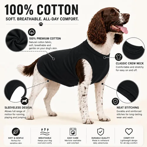Vista 2 de Ropa para mascotas 2018, ropa para perros, camiseta en blanco, chalecos para perros pequeños, medianos y grandes, 100% algodón, chaleco de verano