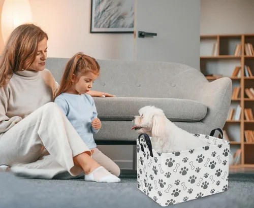 Vista 5 de Cesta Rectangular para Perros, Contenedor de Juguetes para Perros, Organizador de Cesta de Almacenamiento para Perros. Contenedor de Almacenamiento