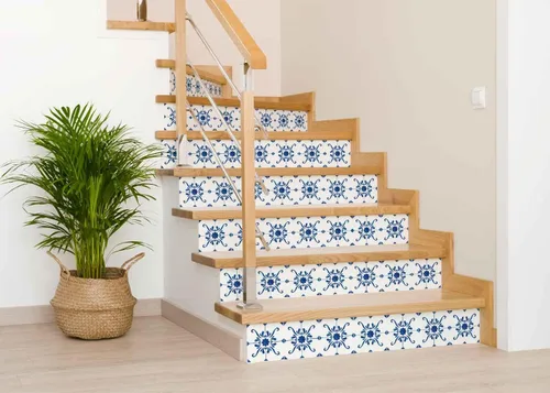 Vista 8 de Mi Alma Adhesivo para azulejos, fácil aplicación, ideal para baño, cocina, azulejos de pared (azul y blanco, 7 x 7 pulgadas)