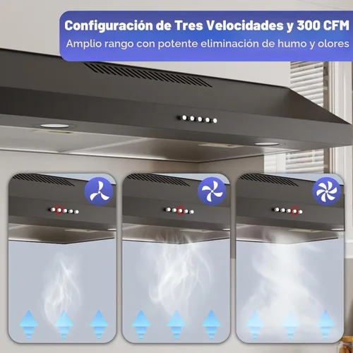 Vista 7 de Campana extractora negra – Bajo gabinete, extractora metalico AR-JX3875BK