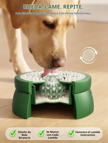 Vista 3 de ORDORA Slow Feeder Dog Lick Bowl with Rolling Ball for Liquids and Spreads