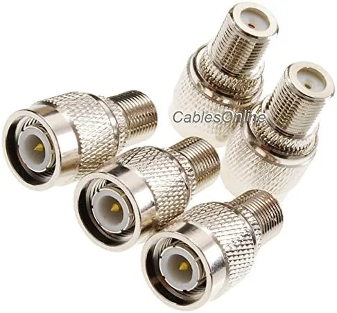 Vista 2 de CablesOnline, 5 unidades de adaptadores coaxiales RF tipo F hembra a conector macho TNC, RF-T112-5