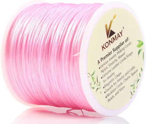 Vista 14 de KONMAY Cuerda elástica de elastano verde militar de 0.024 in, cordón elástico suave para abalorios, 450 yardas para pulseras, collares y fabricación