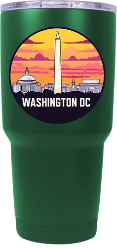 Vista 7 de Washington, D.C. Souvenir - Vaso aislado de acero inoxidable, 24 onzas, color negro, A