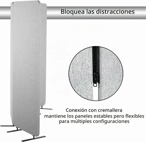 Vista 5 de VIVO Panel de privacidad independiente de 72 x 66 pulgadas, divisor de cubículo, partición acústica de pared, 3 paneles de 24 pulgadas, gris