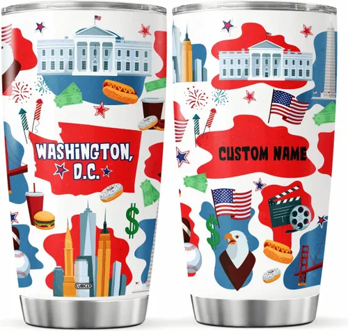 Vista 8 de CUBICER Vaso personalizado con aislamiento del estado de Alaska con tapa, nombre personalizado, regalos de Navidad para mujeres y adultos, vasos