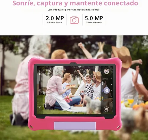 Vista 5 de Tabletas Android 15 – Tableta para niños de 10 pulgadas con funda, Octa-Core, 8 GB+64 GB de almacenamiento (expandible a 1 TB), cámara dual
