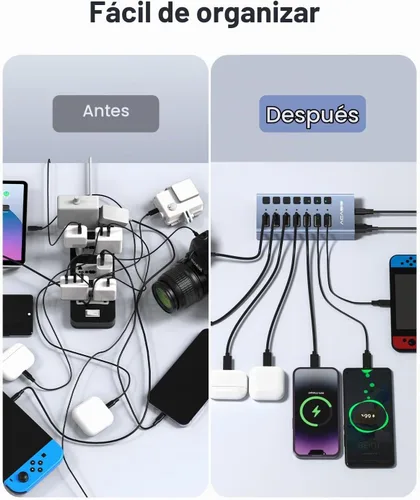 Vista 6 de ACASIS Hub USB 3.2 de 7 puertos con alimentación, transferencia de datos