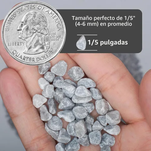 Vista 3 de Grava Decorativa Gris Pulida de 5 Libras – Piedras Naturales Sin Pulir de 1/5 Pulgada para Macetas, Suculentas, Rellenos de Jarrones, Peceras