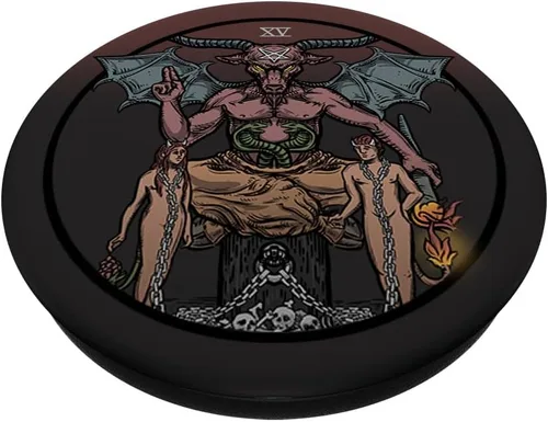 Vista 2 de El diablo Tarot Card Baphomet Halloween gótico de bruja satánica PopSockets intercambiables PopGrip