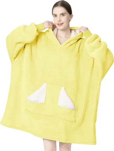 Vista 22 de Touchat - Manta con capucha portátil, sudadera con capucha de forro polar sherpa de gran tamaño con bolsillo gigante y mangas para adulto, regalo