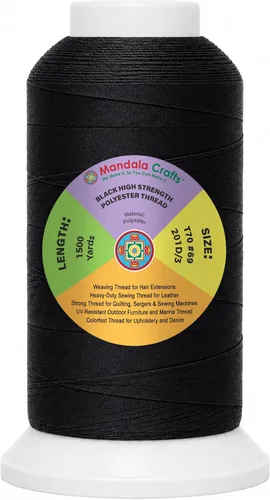 Vista 56 de Mandala Crafts Airforce Blue Tex 70 - Hilo de poliéster para tapicería 1500 Yds T70 UV Resistant Strong Thread for Leather Sewing, Marine