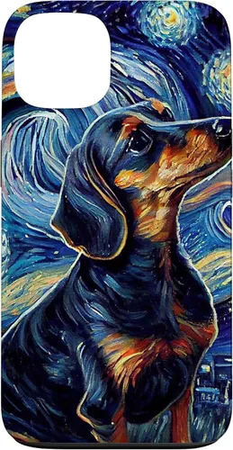 Vista 7 de Funda para iPhone 16 Starry Night Famoso Estilo de Pintura Dachshund