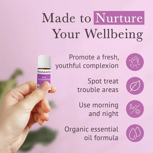 Vista 5 de Pranarom - Mezcla de aceites esenciales faciales regenerativos de rosas (0.2 onzas líquidas) - Lavanda, semillas de rosa mosqueta, incienso y limón