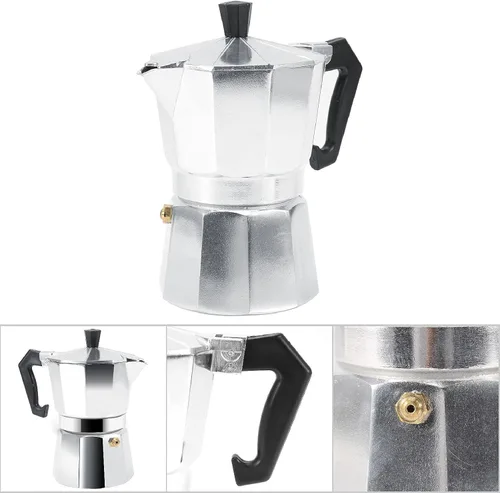 Vista 2 de Haofy Cafetera de aluminio, cafetera de café expreso expreso, cafetera italiana, adecuada para estufa de gas (5.1 fl oz)