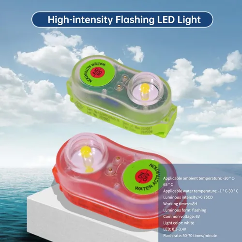 Vista 3 de Luz de chaleco salvavidas, luz estroboscópica con localizador automático, luces estroboscópicas de barco marino, equipo de supervivencia LED