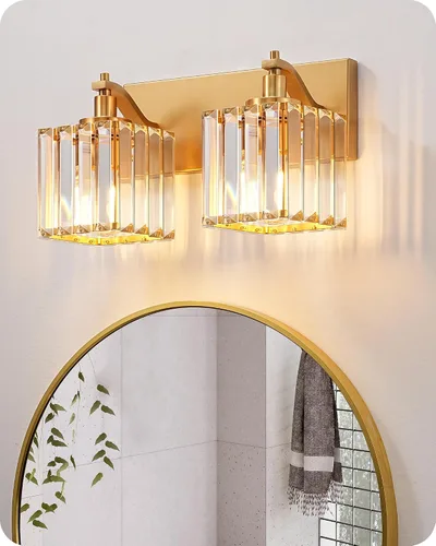 Vista 11 de EDISHINE Lámparas de baño, accesorios de iluminación de tocador de baño de cristal sobre el espejo, 2 luces de tocador para baño, tocador, base E26