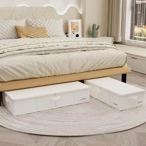 Vista 3 de Yawinhe SNH002BES-1 - Bolsas para debajo de la cama, contenedores de almacenamiento con tapa, contenedores plegables para mantas, con cremallera