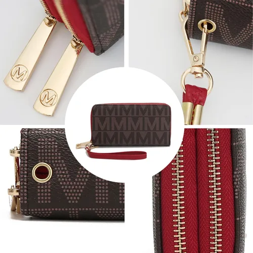Vista 21 de MKF Collection Mia K - Cartera de pulsera para mujer, pequeña cartera de cuero vegano para tarjetas de crédito con cremallera y bolsillo