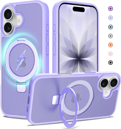 Vista 59 de Funda con soporte ultra magnético para iPhone 15 Pro [protección militar contra caídas] [compatible con MagSafe] a prueba de golpes, translúcida