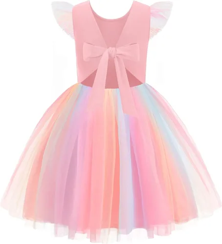 Vista 14 de Arshiner Vestido tutú de verano para niñas pequeñas, de tul sin espalda, para fiesta, cumpleaños, vestidos de algodón, 2-6 años