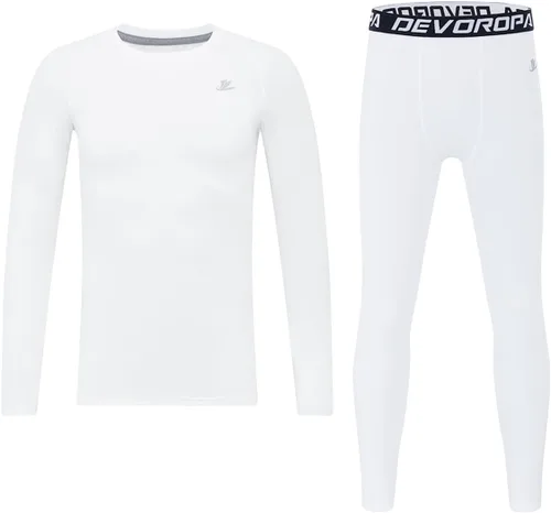 Vista 34 de DEVOROPA Youth Boys Compression Thermal Shirt Long Sleeve Kids Fleece Baselayer Soccer Baseball Undershirt Slim/Regular/Husky Cuello redondo-negro