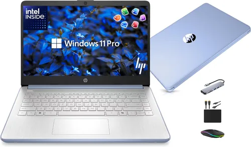 Vista 13 de HP Computadora portátil ultraportátil de 14 pulgadas 2026 Student Business, MS Office, Copilot AI, CPU Intel de 4 núcleos, 4 GB de RAM, 628 GB