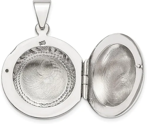 Vista 4 de Colgante de plata de ley 925 con borde circular, dije en forma de dije de joyería fina para mujer, regalos para ella