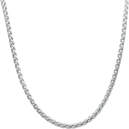 Vista 8 de The Bling Factory 5mm Solid .925 Sterling Silver Braided Wheat Chain Necklace