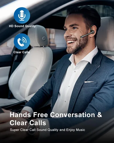 Vista 6 de Auriculares inalámbricos con Bluetooth, auriculares de botón con cancelación de ruido, micrófono manos libres, tiempo de espera de 160H, auriculares
