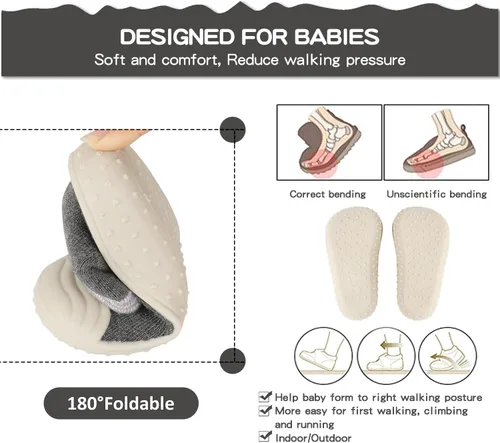 Vista 5 de Zapatos de calcetín para bebés y niños, suela de goma antideslizante, ligeras, elásticas, para el primer paseo, para recién nacidos, zapatos