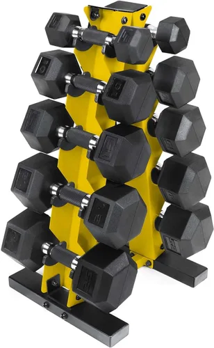 Vista 34 de CAP Barbell Juego de mancuernas hexagonales recubiertas de 150 libras con estante vertical Múltiples opciones