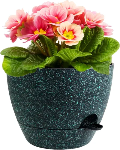 Vista 20 de Meowell Macetas grandes de 12 pulgadas con riego automático para plantas de interior y exterior, macetas para flores con orificios de drenaje