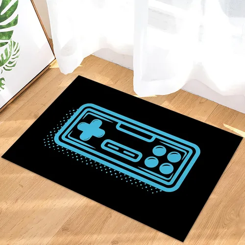 Vista 3 de Sabolny Tapete para puerta de entrada de videojuegos color azul para niños consola de consola de gamepad antideslizante entrada delantera bienvenida