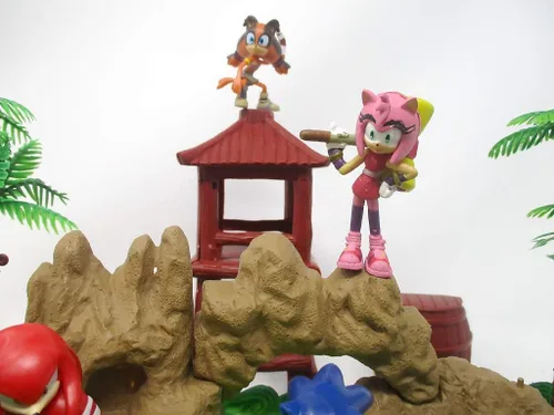 Vista 3 de Sonic the Hedgehog Deluxe Cake Topper Set con Sonic and Friends (diseño único)