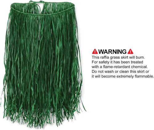 Vista 5 de Beistle Falda de rafia para hula, talla extragrande, verde