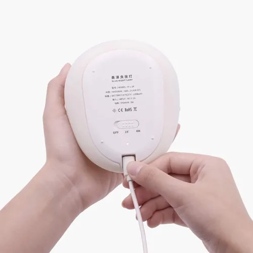 Vista 6 de Slug - Luz nocturna para niños, lámpara de silicona recargable por USB, lindas lámparas de animales con control táctil y temporizador y regulable