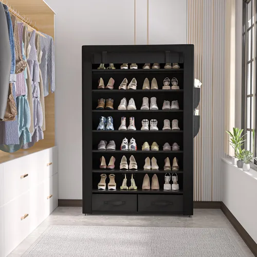 Vista 8 de OYREL Zapatero alto a prueba de polvo, organizador de zapatos de gran capacidad de 8 niveles, 32-40 pares de zapatos