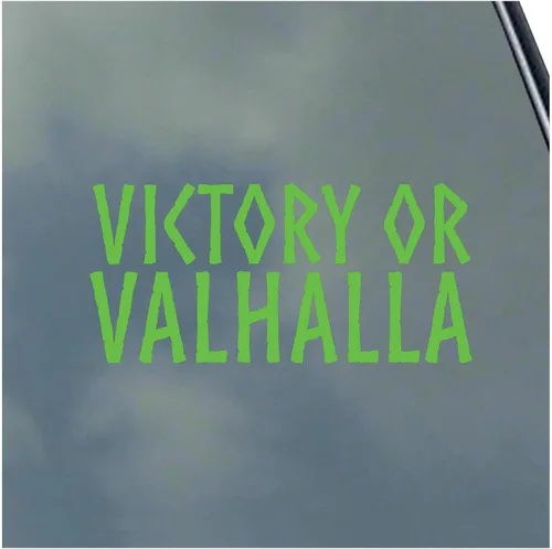 Vista 6 de Adhesivo de vinilo Victory or Valhalla Viking Asatru Thor Loki Runic Symbol Find Your Way Negro