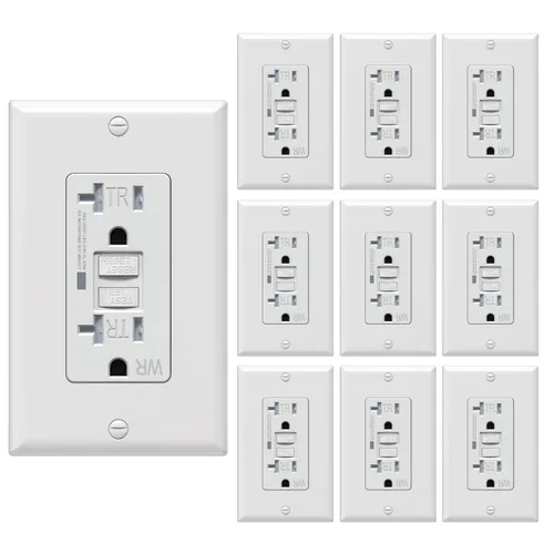 Vista 15 de WEBANG - Tomacorrientes GFCI de autocomprobación, resistentes a manipulaciones y a la intemperie, receptáculo GFCI con indicador LED, placas