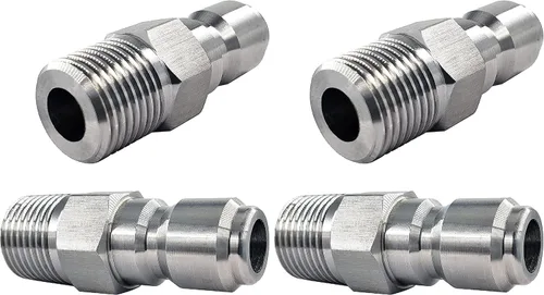 Vista 9 de 2 piezas de 1/4 pulgadas NPT macho lavadora a presión conexión rápida accesorios Adaptadores de presión de acero inoxidable, banda de rodadura
