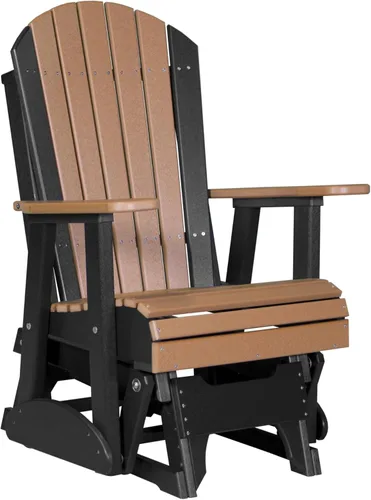 Vista 12 de LuxCraft Silla mecedora Adirondack de 2 pies, mecedora para patio al aire libre, balancín deslizante para exteriores (caoba antigua)