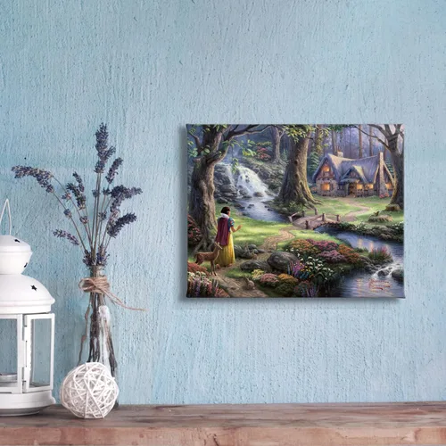 Vista 2 de Thomas Kinkade Disney Snow White Discovers the Cottage - Lienzo envuelto en galería de 8 x 10 pulgadas