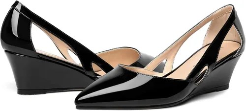Vista 6 de Zapatos de tacón bajo con cuña y puntera puntiaguda para mujer, de 2 pulgadas
