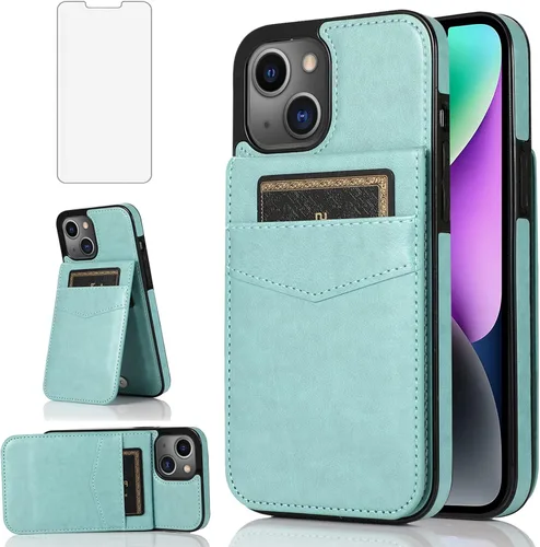 Vista 8 de Asuwish Funda compatible con iPhone 15 de 6.1 pulgadas con protector de pantalla de vidrio templado y tarjetero para tarjetas de crédito, soporte