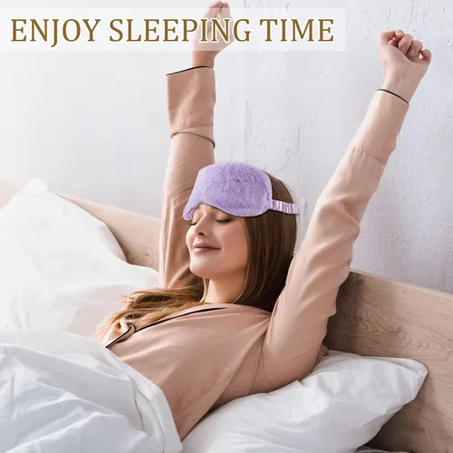 Vista 5 de SATINIOR 6 piezas de máscara de ojos de felpa suave para dormir, cubierta de ojos esponjosa para niñas y adultos recuerdos de fiesta