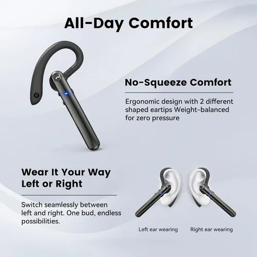 Vista 9 de Auriculares Bluetooth, auriculares inalámbricos Bluetooth 5.4 con 10 horas de tiempo de conversación manos libres, auriculares de una sola oreja